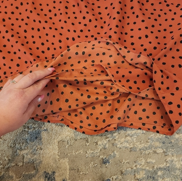 ASOS spaghetti strap blouse. Terracotta orange black polka dot. Plus Size 20 - Picture 4 of 13